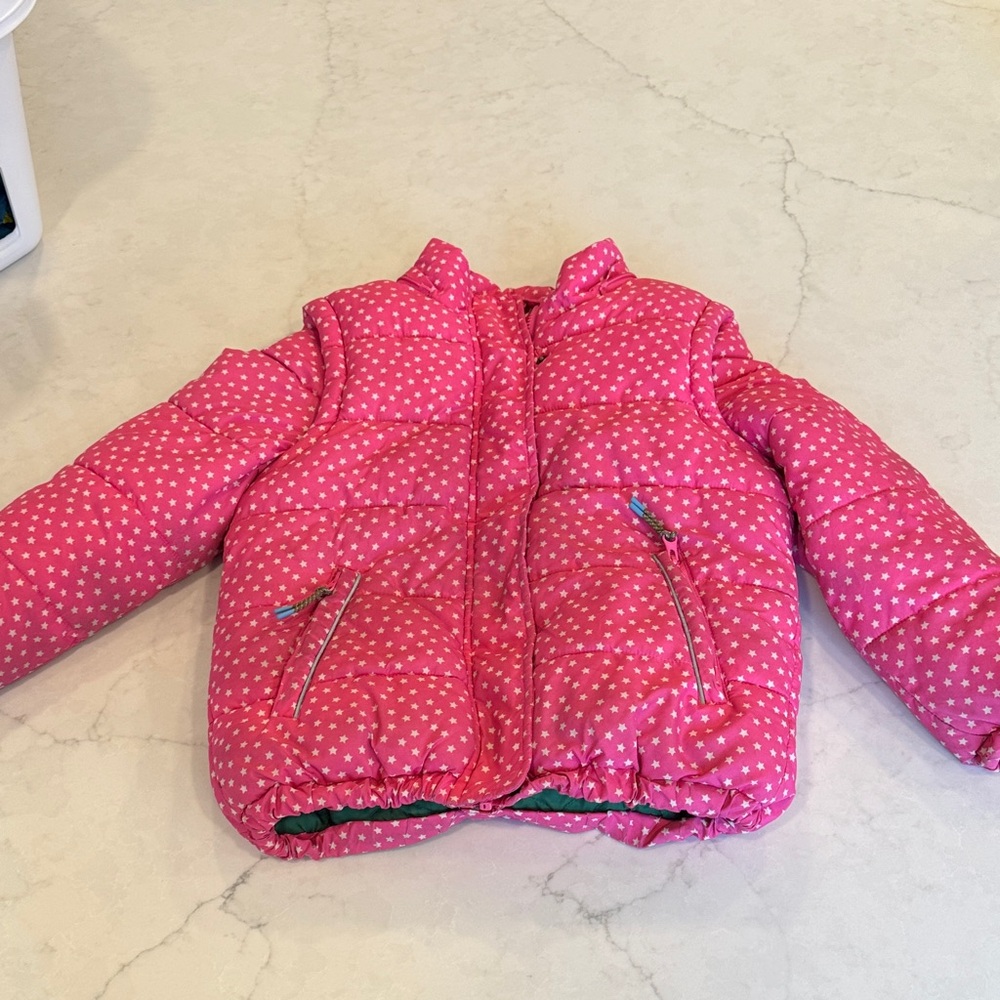 Mini boden Pink Polka Dot Puffer Jacket